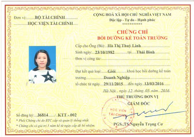chứng chỉ kế toán trưởng doanh nghiệp